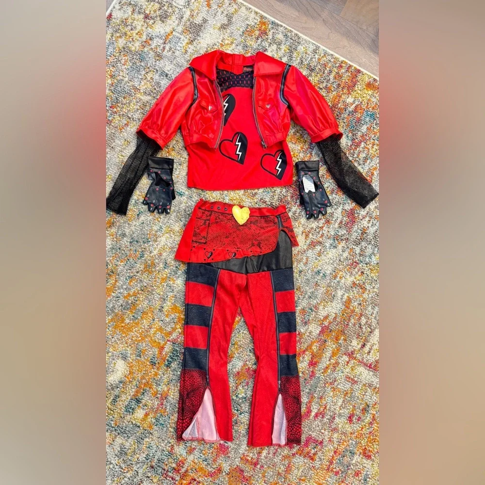 Disney Descendants Red Kids Costume with wig - Picture 2 of 16